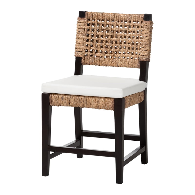 Baxton Studio Alise Modern Bohemian Dark Brown Mahogany Wood and Banana Fiber Dining Chair
