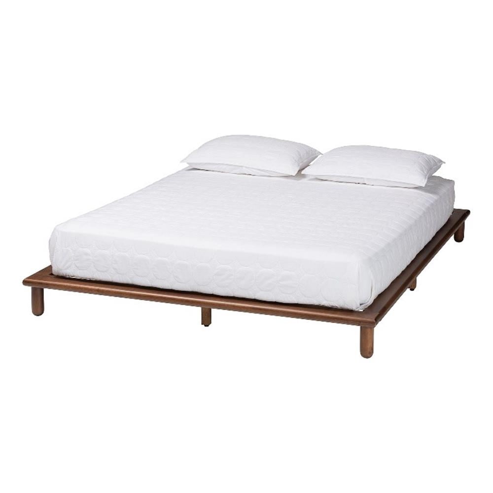 Baxton Studio Alivia Modern Walnut Brown Finished Wood King Size Bed Frame