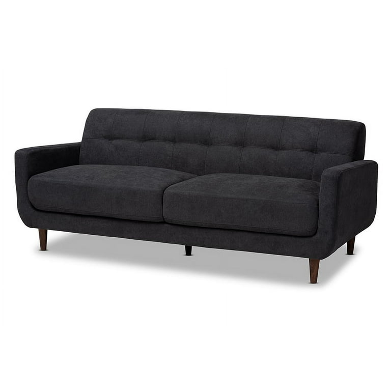 Baxton Studio Allister Mid-Century Modern Dark Grey Fabric Upholstered Sofa Baxton Studio Allister Mid-Century Modern Dark Grey Fabric Upholstered Sofa