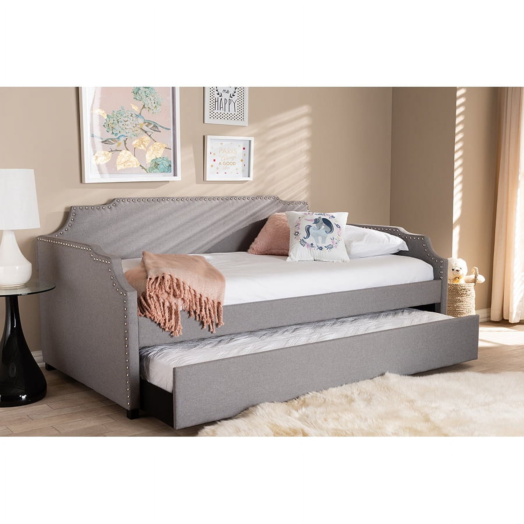 Baxton Studio Ally Modern and Contemporary Grey Fabric Upholstered Twin Size Sofa Daybed with