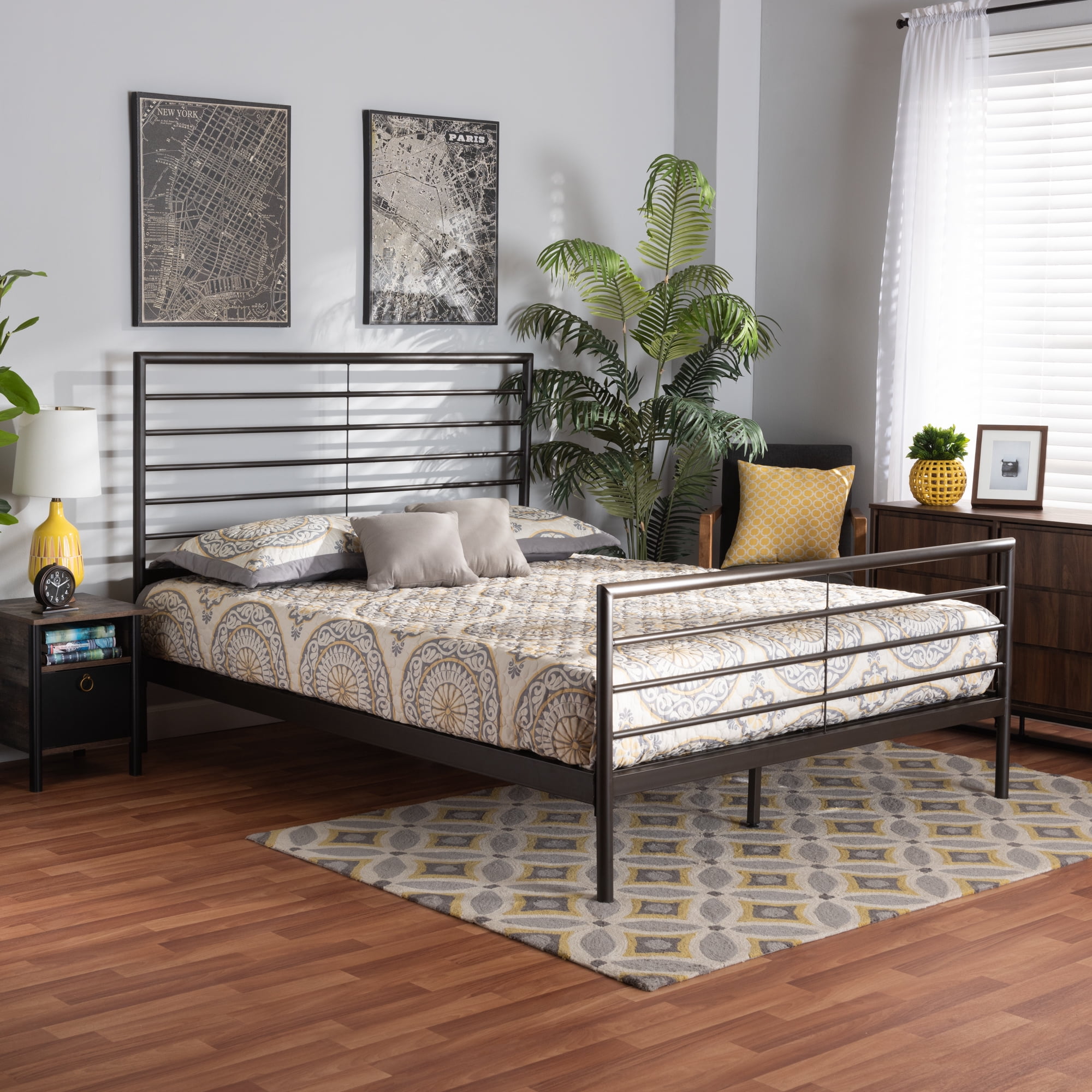 Baxton Studio Alva Modern Engineered Wood Platform Bed, Full, Black