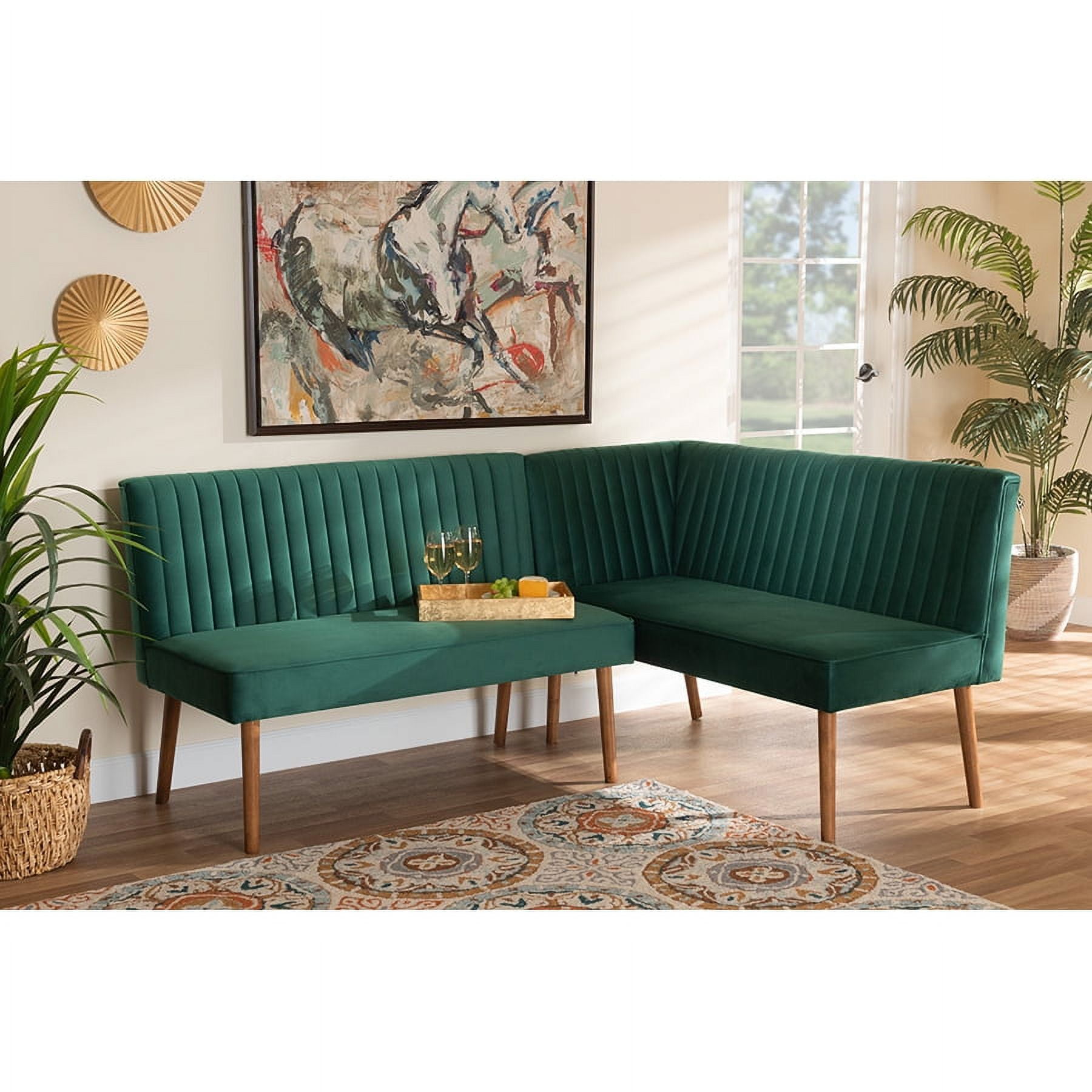 Baxton Studio Alvis Mid Century Modern Grey Velvet Upholstered and