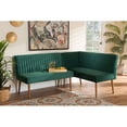 thumbnail image 1 of Baxton Studio Alvis Mid-Century Modern Emerald Green Velvet Upholstered and Walnut Brown Finished Wood 2-Piece Dining Nook Banquette Set, 1 of 7