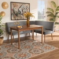 thumbnail image 1 of Baxton Studio Alvis Mid-Century Modern Grey Velvet Upholstered and Walnut Brown Finished Wood 3-Piece Dining Nook Set, 1 of 11