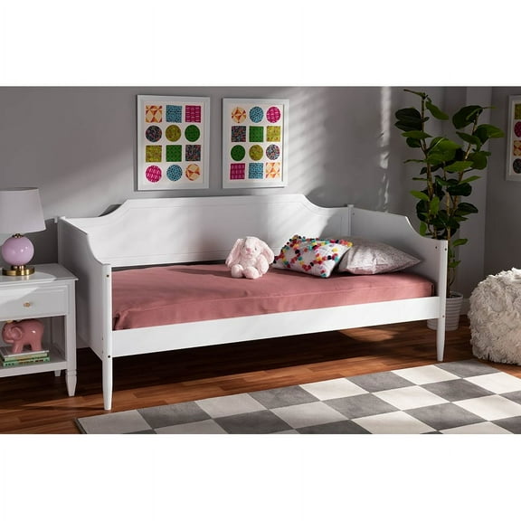 Baxton Studio Alya Classic Traditional Farmhouse White Finished Wood Twin Size Daybed