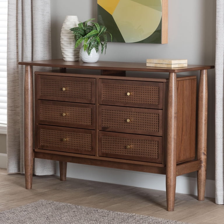 Baxton Studio Alyssa Japandi 6-Drawer Dresser Walnut Brown with