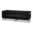 thumbnail image 1 of Baxton Studio Ambra Black Velvet and Button Tufted Sofa with Gold-Tone Frame, 1 of 2