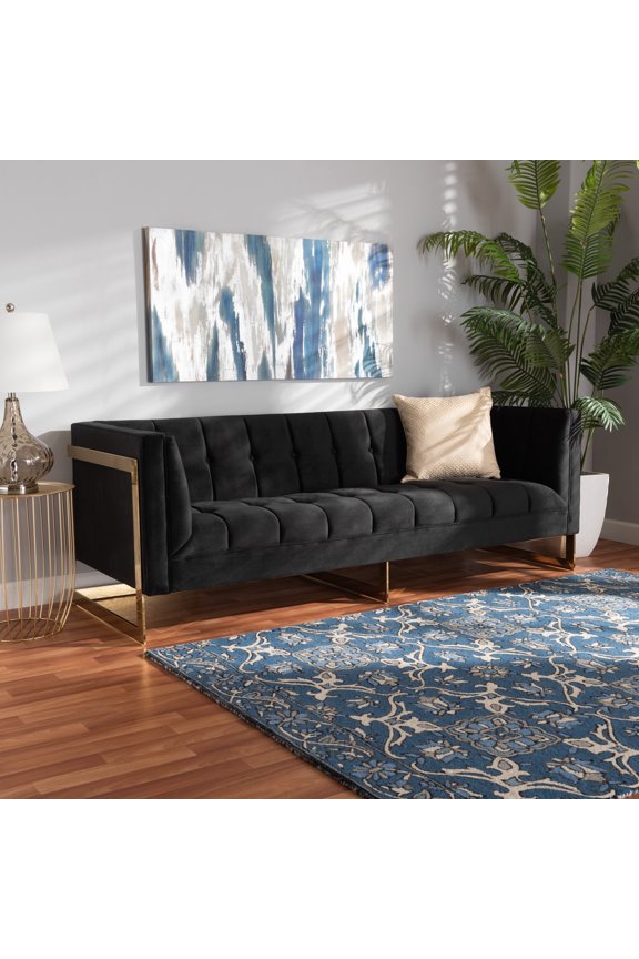 Ambra Sofa, Black and Gold Fabric