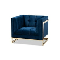 Baxton Studio Ambra Velvet Fabric with Gold Finish Accent Chair in Royal Blue