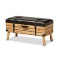 thumbnail image 1 of Baxton Studio Amena Rustic Transitional Dark Brown PU Leather Upholstered and Oak Finished Wood Large Storage Ottoman, 1 of 6