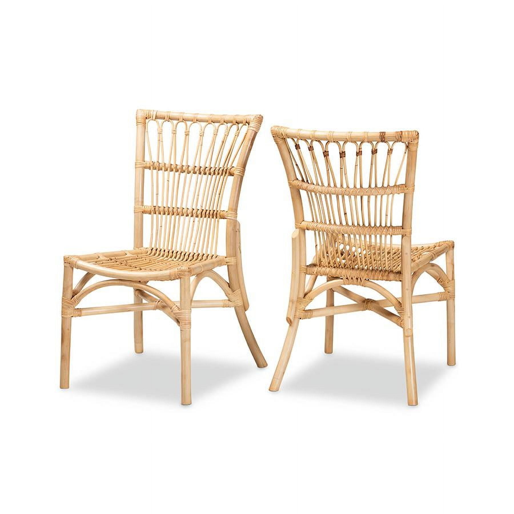 Natural Brown Rattan Cane Low Back Side Chair