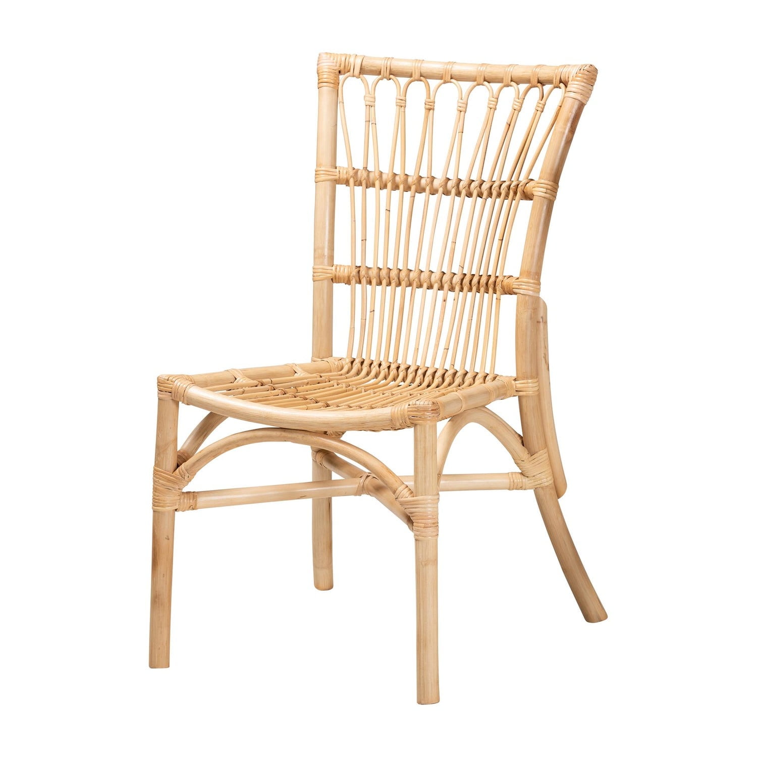 Natural Brown Rattan Cane Low Back Side Chair