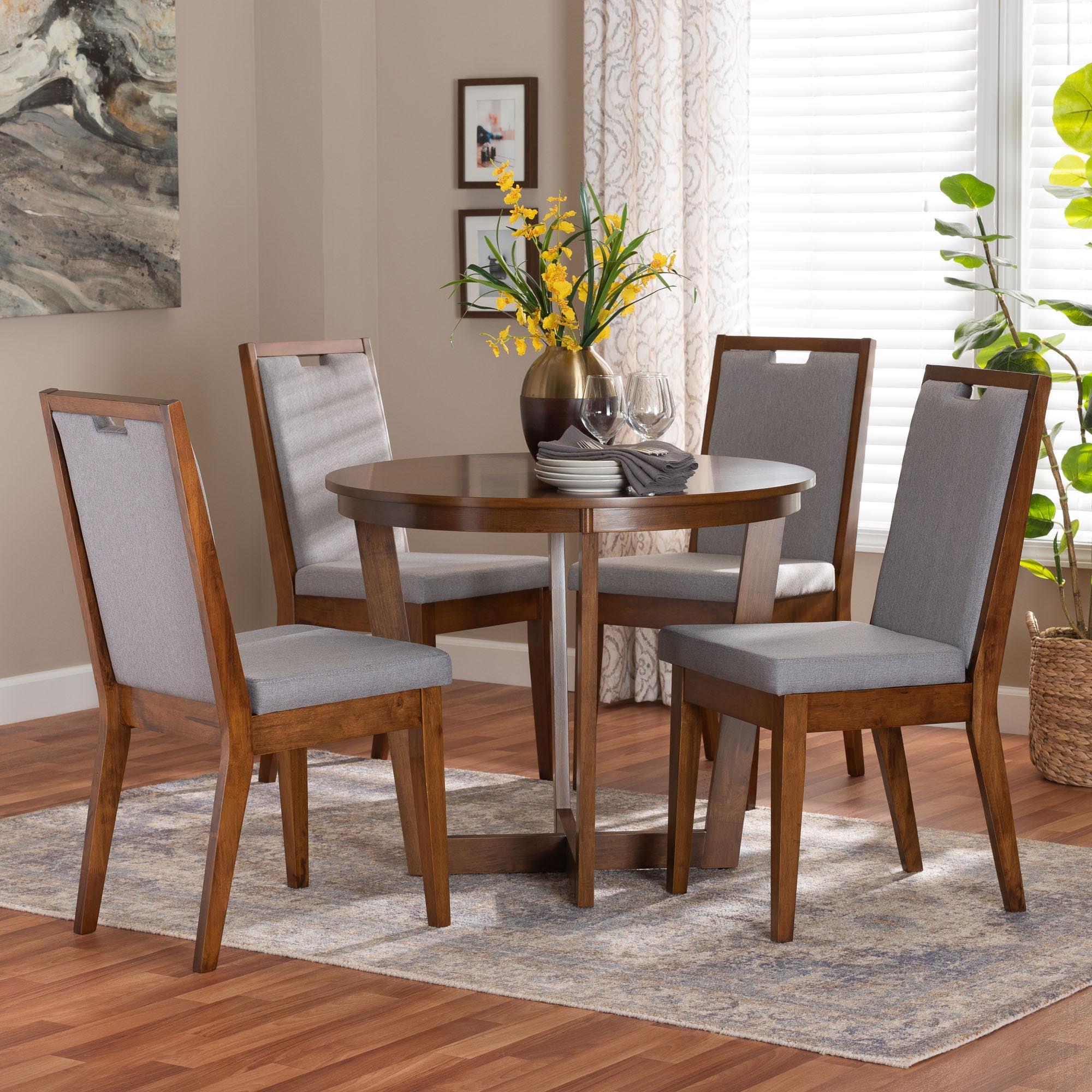 Baxton Studio Ana Modern Dining Set, 5-Piece, Grey