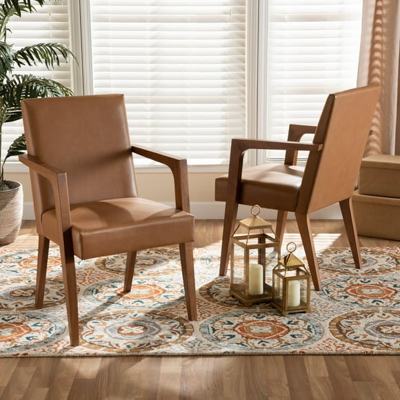Baxton Studio Andrea Club Chair, Walnut Brown