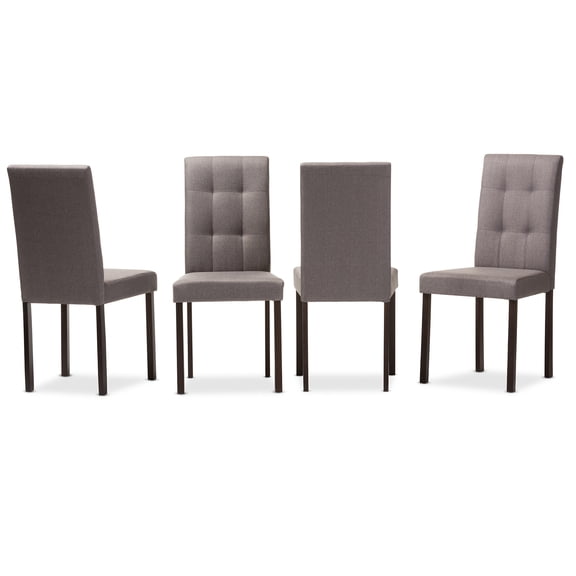 Baxton Studio Andrew Modern and Contemporary Grey Fabric Upholstered Grid-tufting Dining Chair (Set of 4)