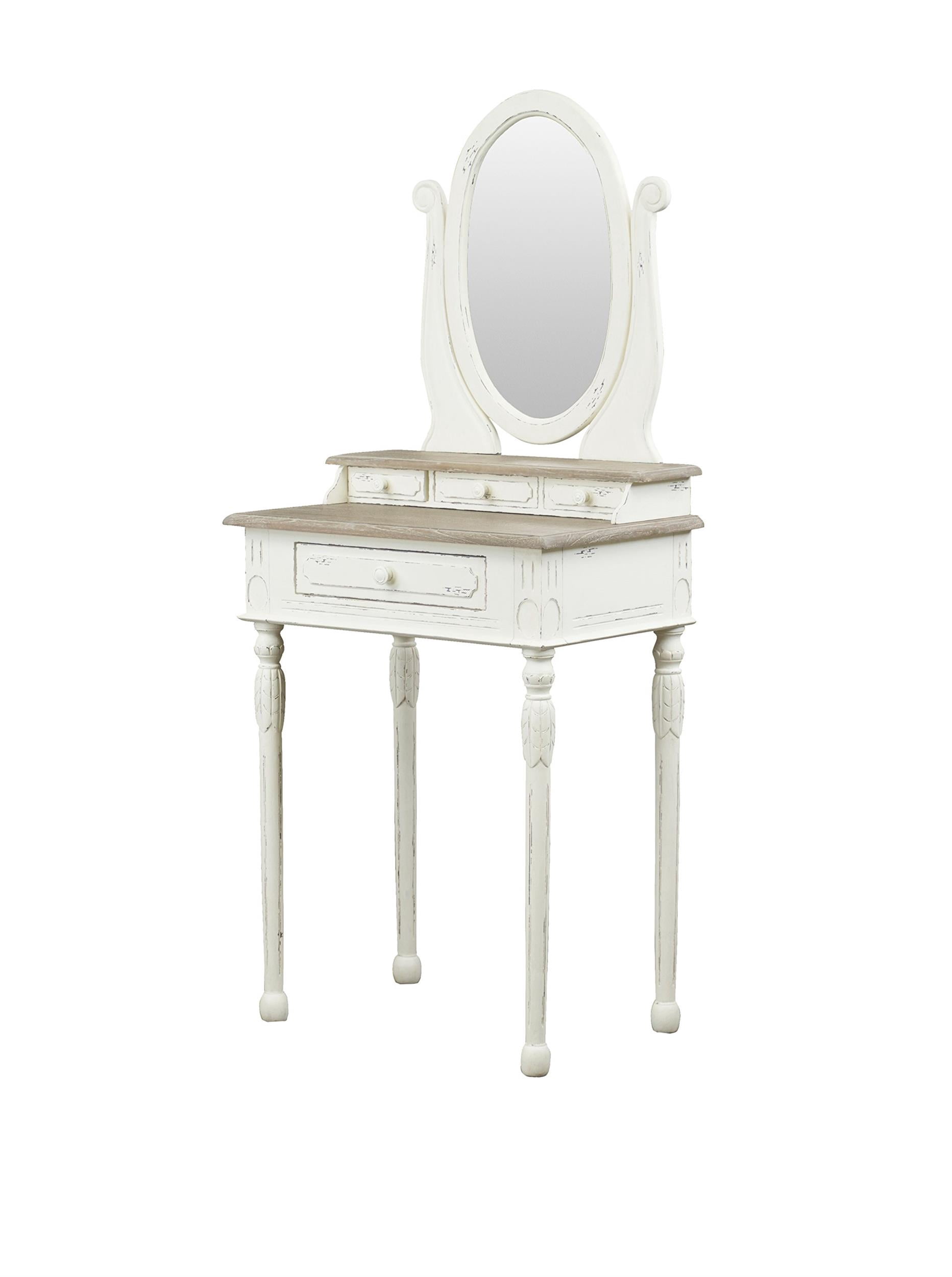 Baxton Studio Anjou Bedroom Vanity Table in White and Natural