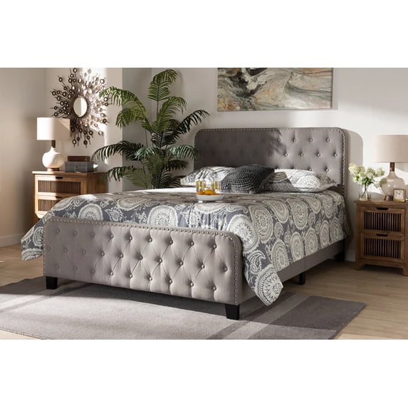 Baxton Studio Annalisa Transitional Fabric Tufted Upholstered Bed, Full, Grey/Black