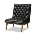 thumbnail image 1 of Baxton Studio Annetha Mid-Century Modern Black Faux Leather Upholstered Walnut Finished Wood Lounge Chair, 1 of 7