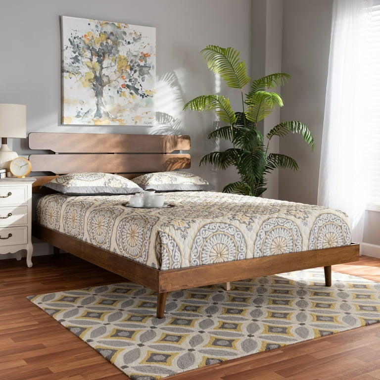 Baxton Studio Anzia Mid-Century Modern Walnut Finished Wood Queen Size Platform Bed Baxton Studio Anzia Mid-Century Modern Walnut Finished Wood Queen Size Platform Bed