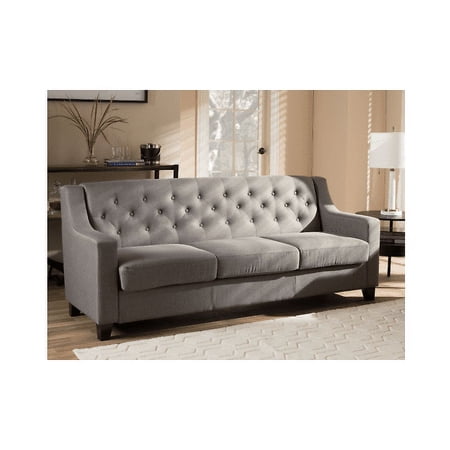 Baxton Studio Arcadia Grey Fabric Upholstered 3 Seater Sofa - PICK UP IN NJ