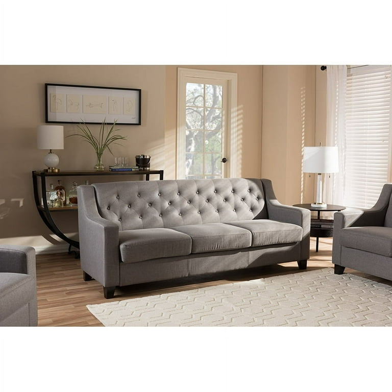 Baxton Studio Arcadia Modern and Contemporary Light Beige Fabric Upholstered Button-Tufted Living Room 3-Seater Sofa Baxton Studio Arcadia Modern and Contemporary Light Beige Fabric Upholstered Button-Tufted Living Room 3-Seater Sofa
