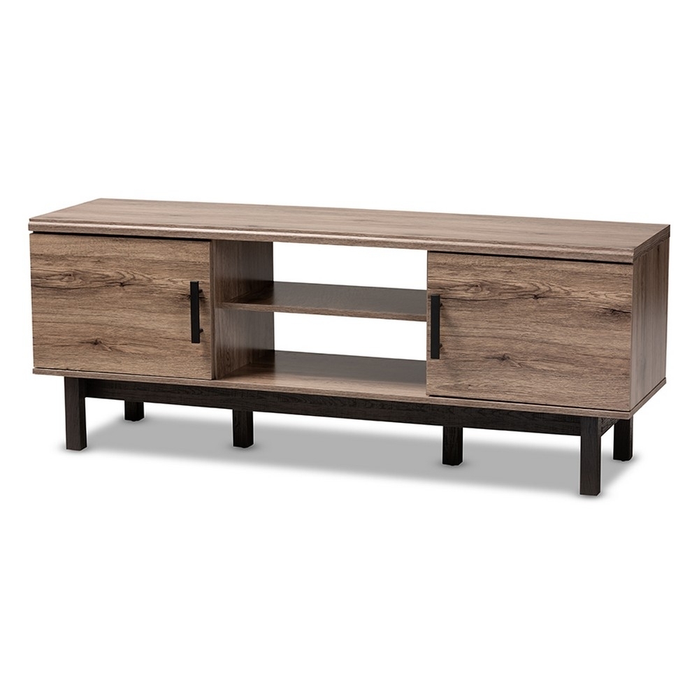 Baxton Studio Arend Modern and Contemporary Two-Tone Oak and Ebony Wood 2-Door TV Stand - image 1 of 5