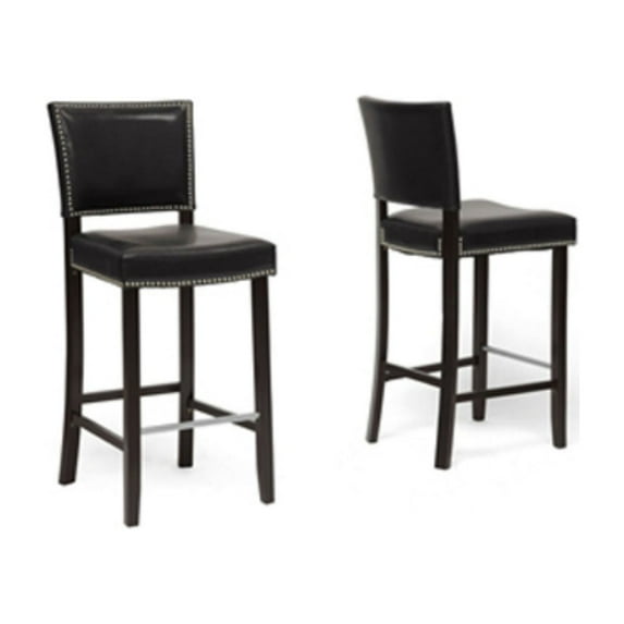 Baxton Studio Aries Black Modern Bar Stool with Nail Head Trim (Set of 2)