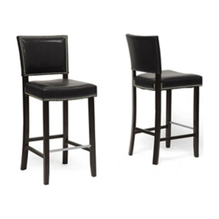 Baxton Studio Aries White Modern Bar Stool with Nail Head Trim - Set of 2 Baxton Studio Aries White Modern Bar Stool with Nail Head Trim - Set of 2
