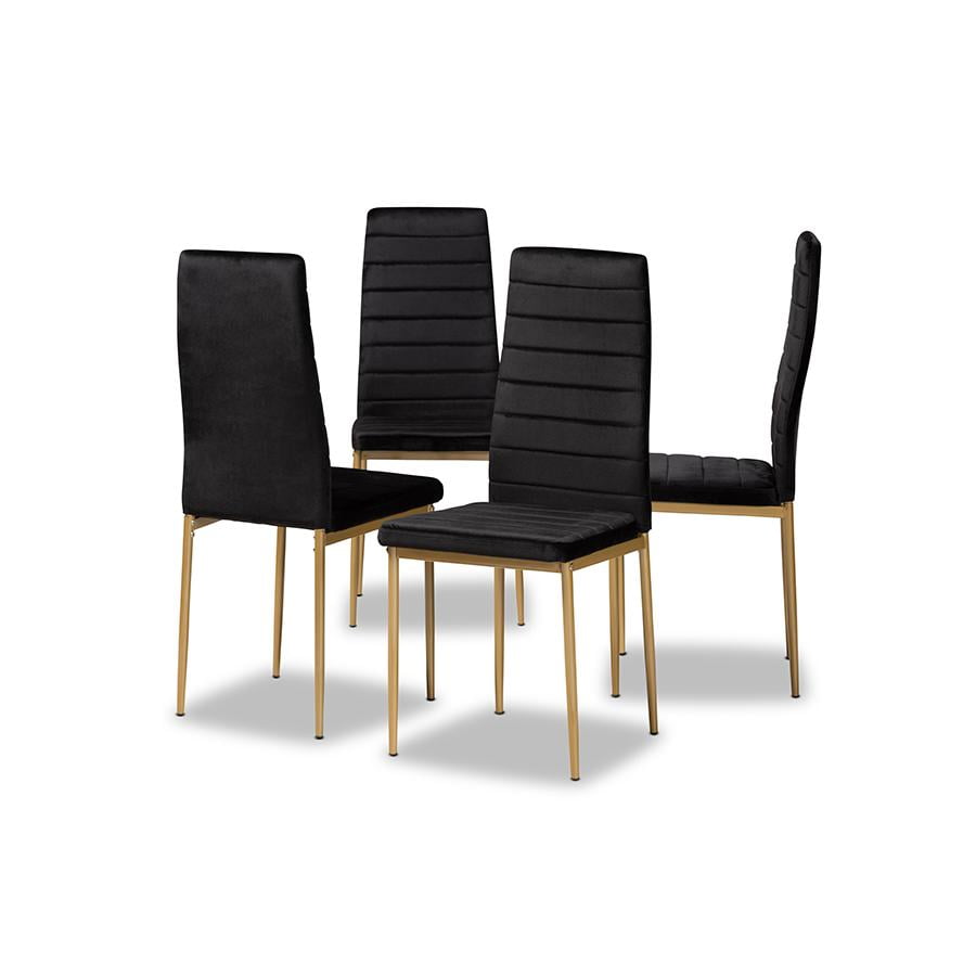 Armand Gold-Finished Metal & Black Velvet Low Arm Chair
