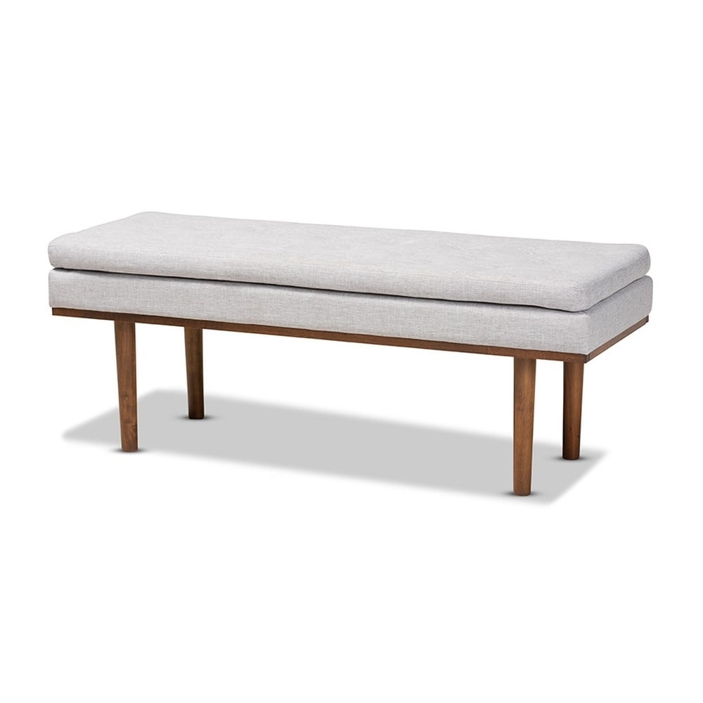 Arne Walnut and Gray Upholstered Mid-Century Bench