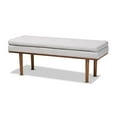 thumbnail image 1 of Baxton Studio Arne Mid-Century Modern Greyish Beige Fabric Upholstered Walnut Finished Bench, 1 of 5