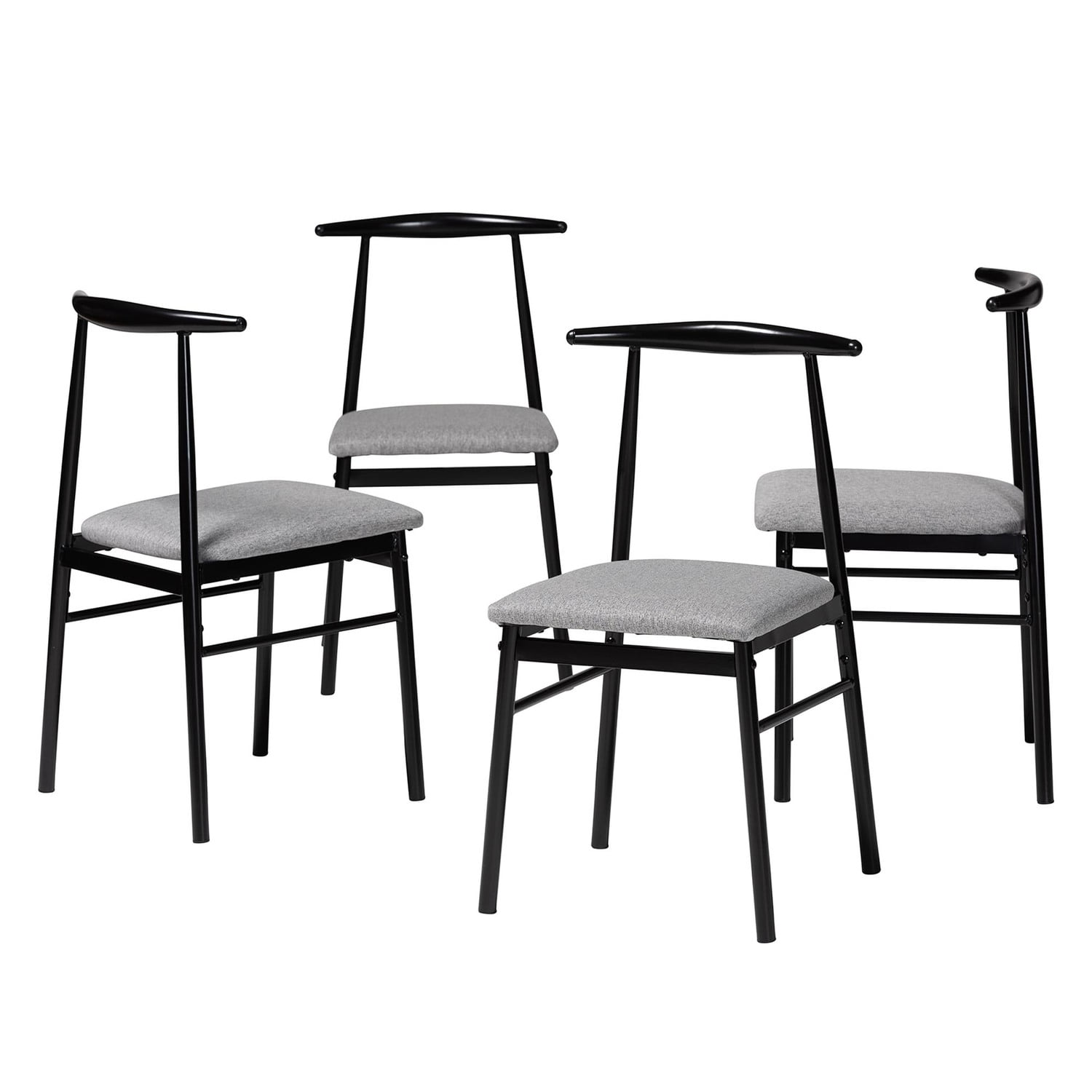 Baxton Studio Arnold Gray Fabric and Metal 4-Piece Dining Chair Set