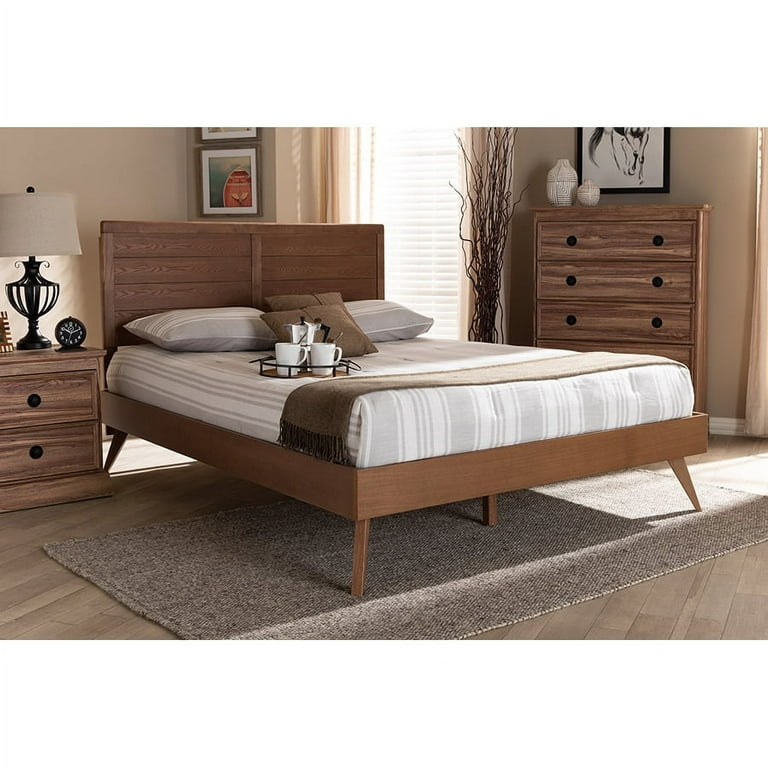 Baxton Studio Artemis Mid-Century Modern Walnut Brown Finished Wood King Size Platform Bed Baxton Studio Artemis Mid-Century Modern Walnut Brown Finished Wood King Size Platform Bed