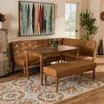 thumbnail image 1 of Baxton Studio Arvid Mid-Century Modern Tan Faux Leather Upholstered and Walnut Brown Finished Wood 4-Piece Dining Nook Set, 1 of 11