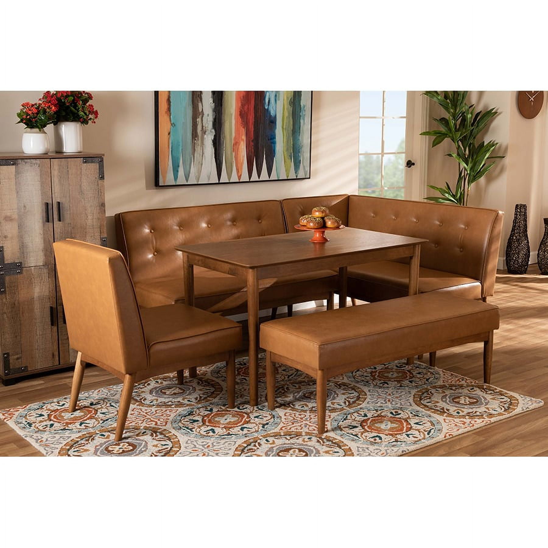 Baxton Studio Arvid Mid Century Modern Tan Faux Leather