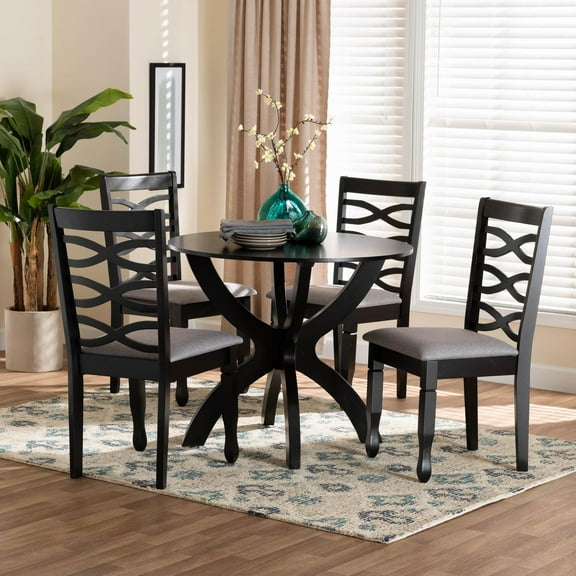 Baxton Studio Aspen Modern Dining Set, 5-Piece Set, Dark Brown