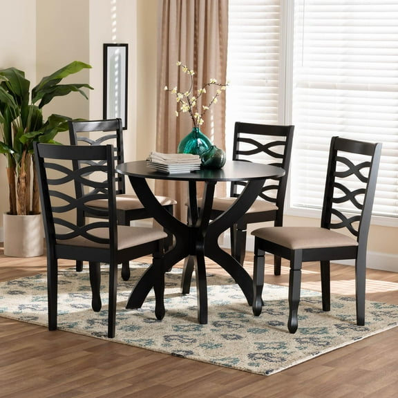 Baxton Studio Aspen Modern Dining Set, 5-Piece Set, Dark Brown