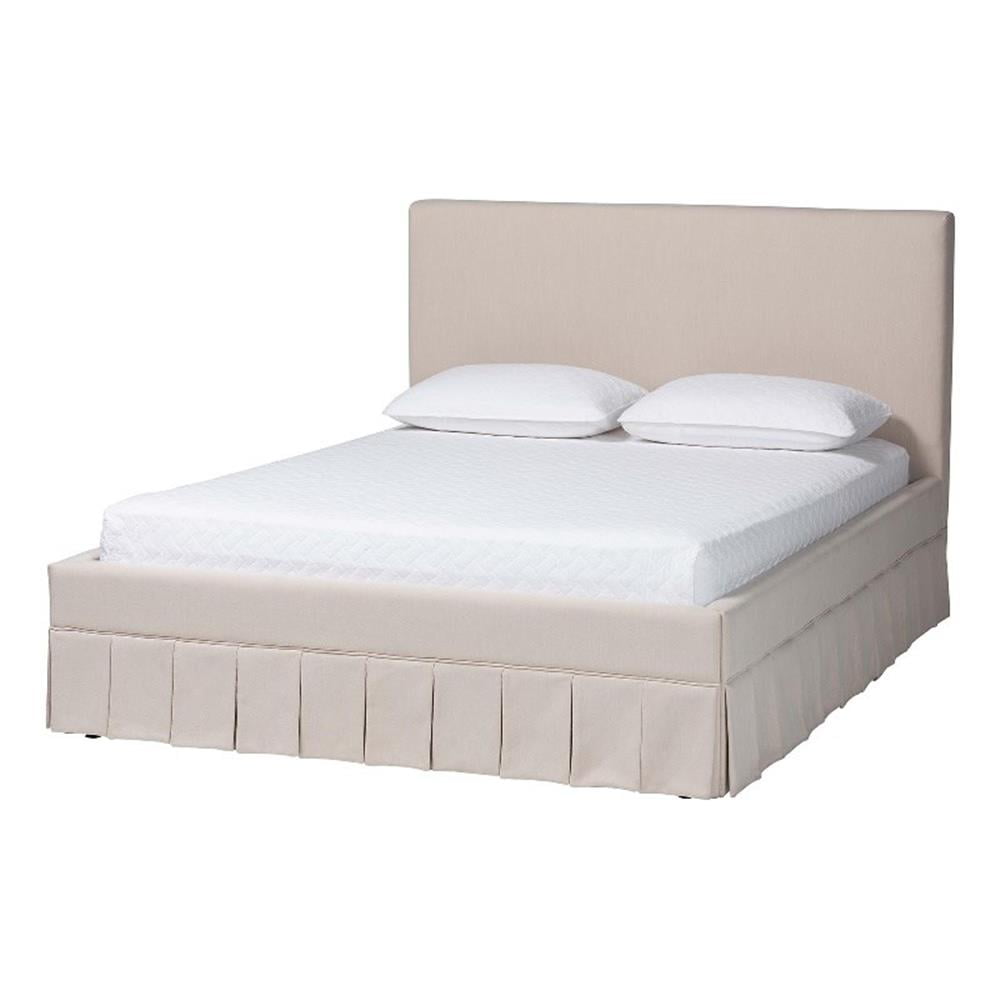 Baxton Studio Astin Platform Bed with Fabric Upholstered Bed Frame Queen