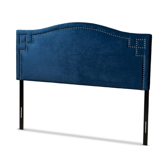 Baxton Studio Aubrey Velvet and Wood King Headboard in Royal Blue