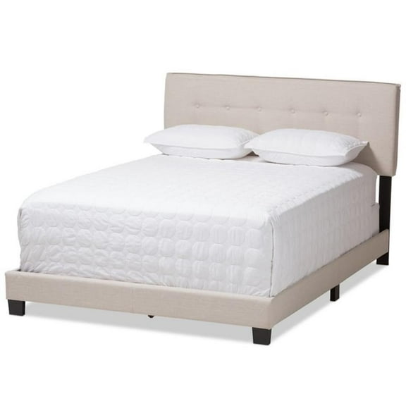 Baxton Studio Audrey Fabric Tufted Full Bed in Light Beige