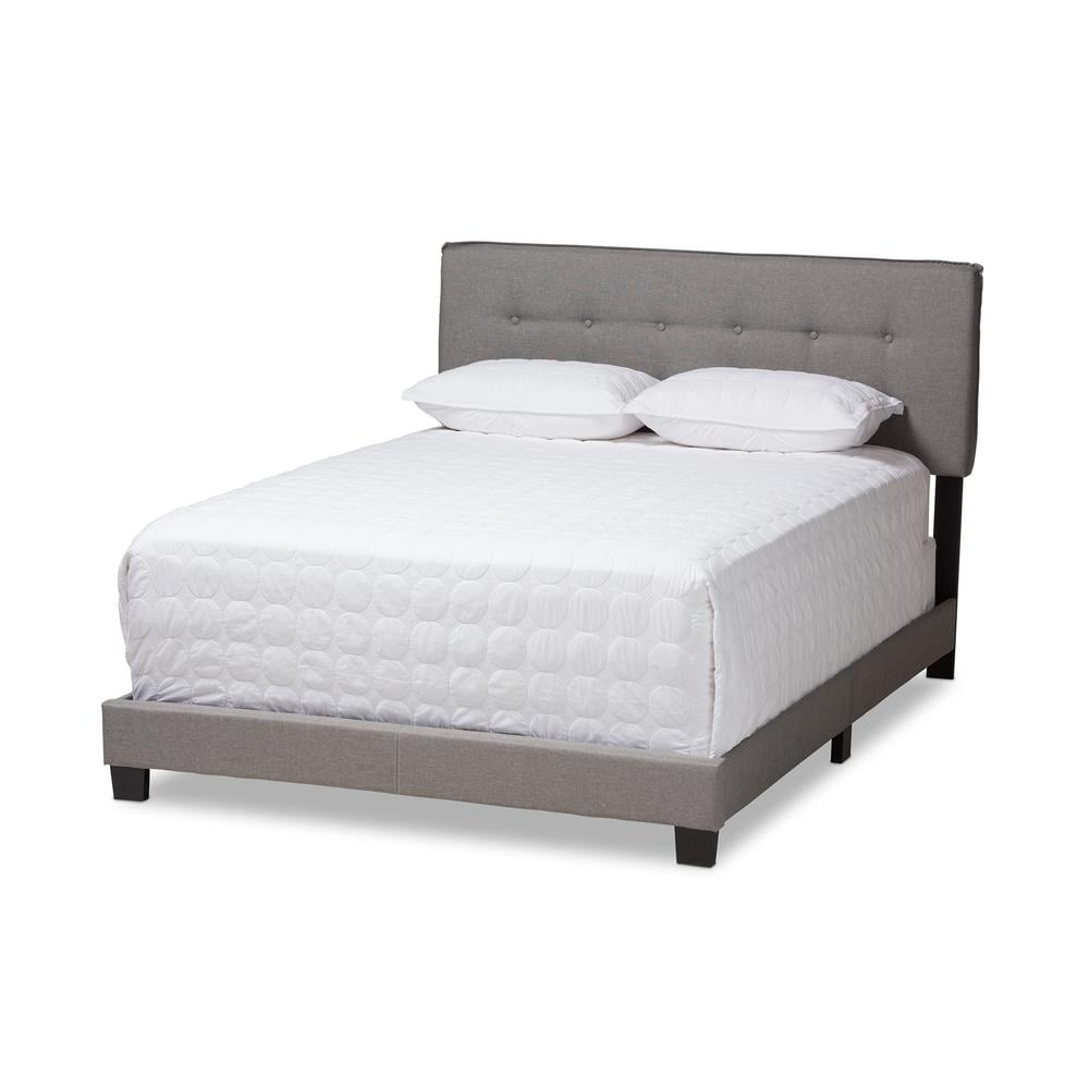 Audrey Light Grey Upholstered Queen Bed with Tufted Headboard