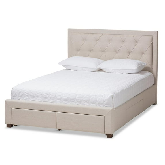 Baxton Studio Aurelie Modern and Contemporary Fabric Upholstered Storage Bed, Multiple Colors, Multiple Sizes