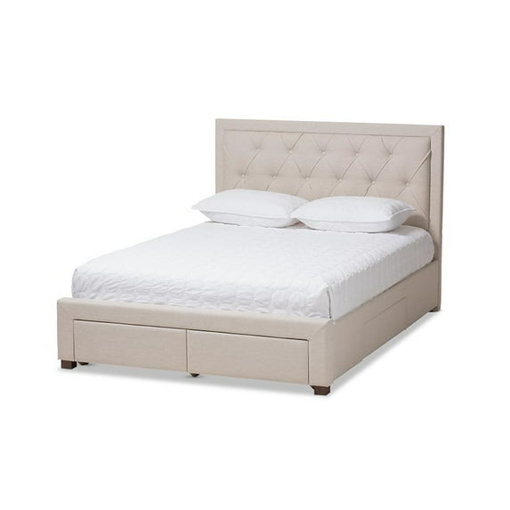 Baxton Studio Aurelie Modern and Contemporary Fabric Upholstered Storage Bed, Multiple Colors, Multiple Sizes