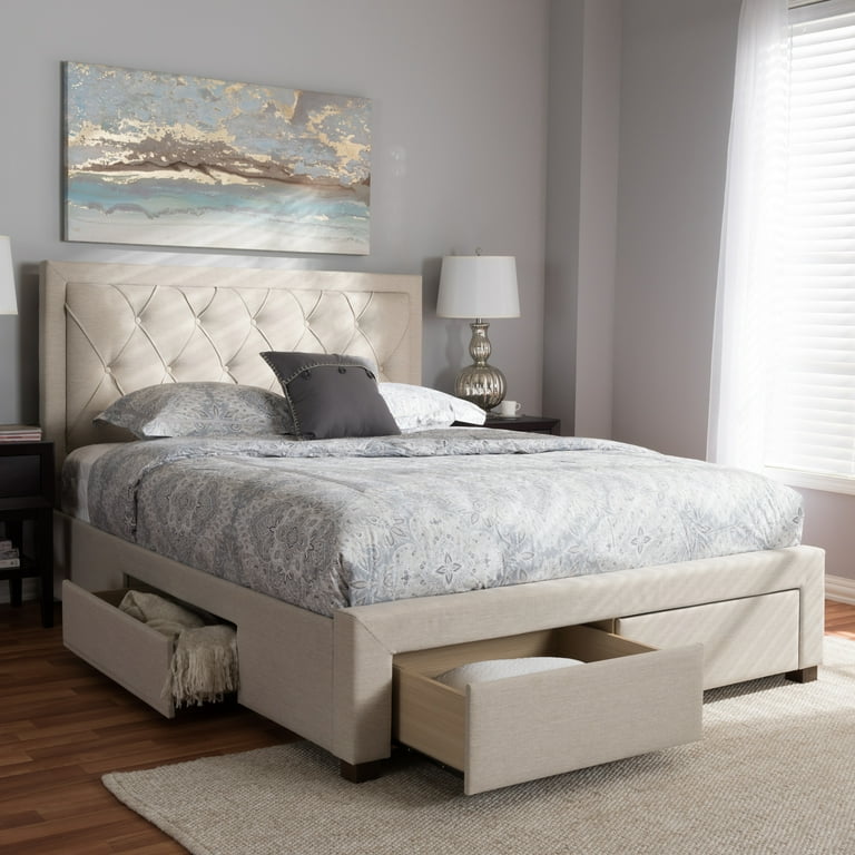 Baxton Studio Aurelie Modern and Contemporary Light Grey Fabric Upholstered King Size Storage Bed Baxton Studio Aurelie Modern and Contemporary Light Grey Fabric Upholstered King Size Storage Bed