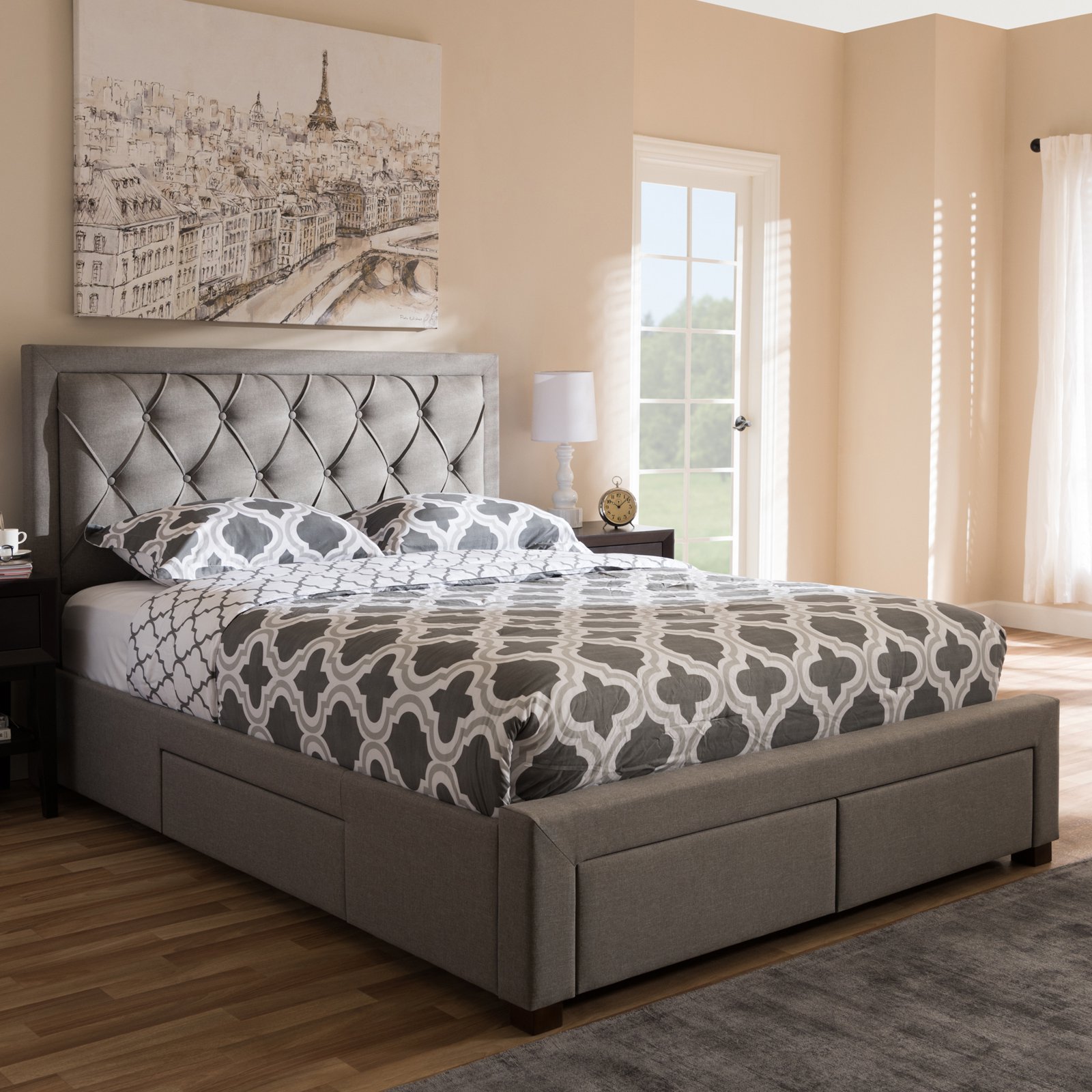 Baxton Studio Aurelie Modern and Contemporary Fabric Upholstered Storage Bed, Multiple Colors, Multiple Sizes - image 1 of 2