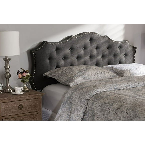 Baxton Studio Aurora Modern and Contemporary Dark Grey Fabric King Size Headboard
