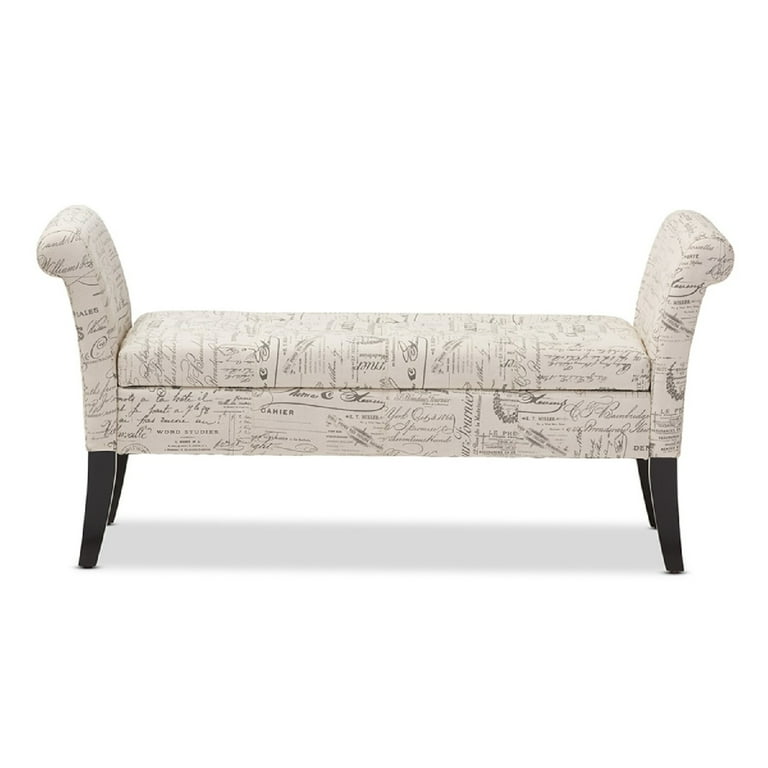 Baxton Studio Avignon Script-Patterned French Laundry Fabric Storage Ottoman Bench Baxton Studio Avignon Script-Patterned French Laundry Fabric Storage Ottoman Bench