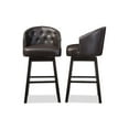 thumbnail image 1 of Baxton Studio Avril Modern and Contemporary Brown Faux Leather Tufted Swivel Barstool with Nail heads Trim (Set of 2), 1 of 4
