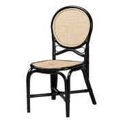 Baxton Studio Ayana Two-Tone Black and Brown Rattan Dining Chair