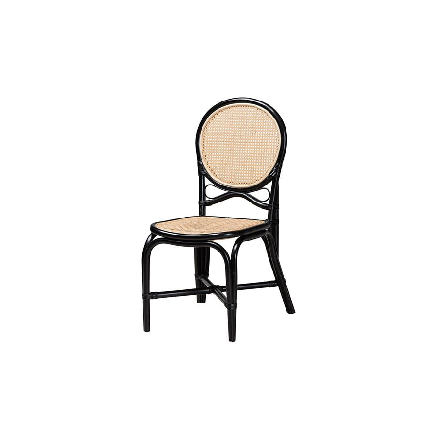 Ayana Black and Natural Rattan Low Side Chair